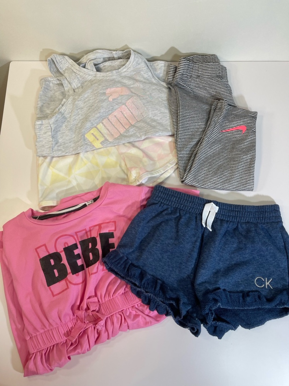 Girls Mixed brands Lot Of 5 pieces Bebe Nike Puma Calvin Klein Size 4T EUC Kids
